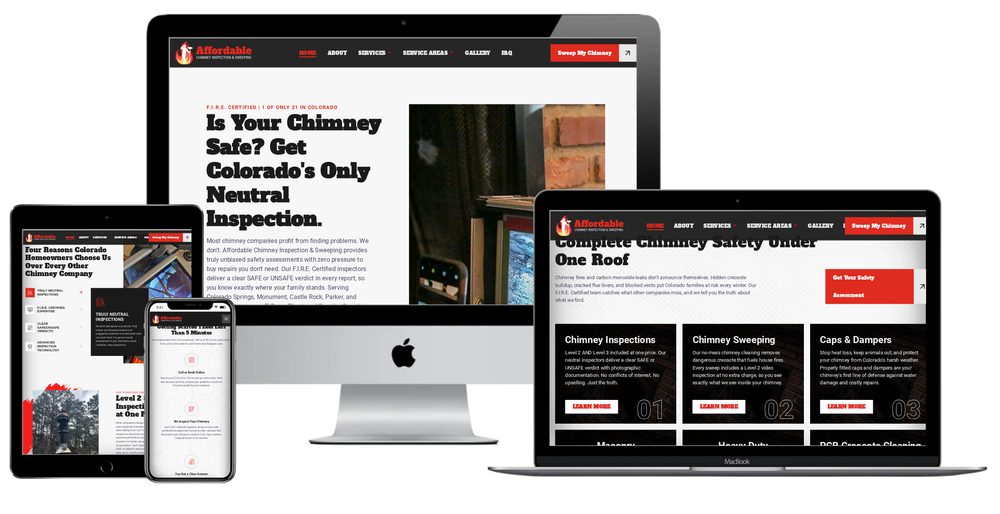 Affordable Chimney Inspection & Sweeping website built by Lamplighter Web Design