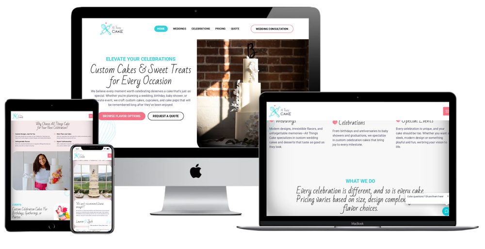 All Things Cake Co. website built by Lamplighter Web Design