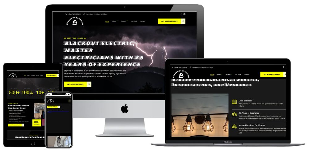 Blackout Electric LLC website built by Lamplighter Web Design