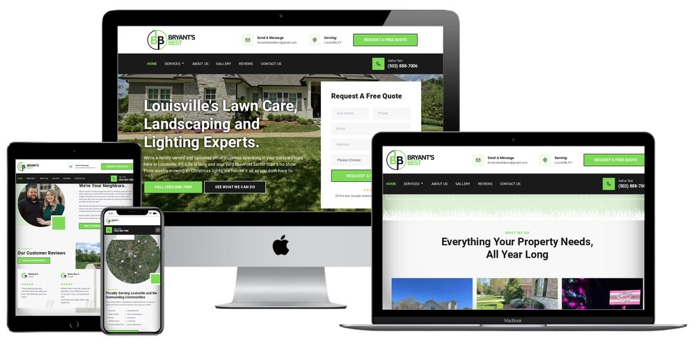 Bryant's Best Lawn & Lighting website built by Lamplighter Web Design