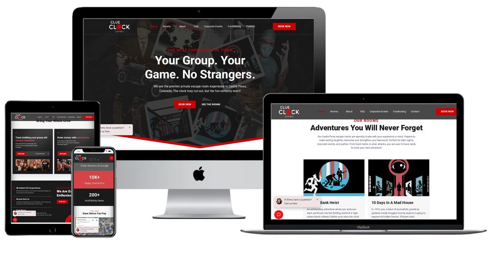 Clue Clock Escape website built by Lamplighter Web Design