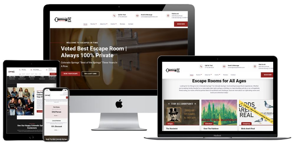 Escaped In Time website built by Lamplighter Web Design