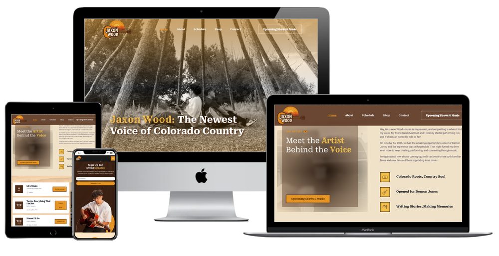 Jaxon Wood website built by Lamplighter Web Design
