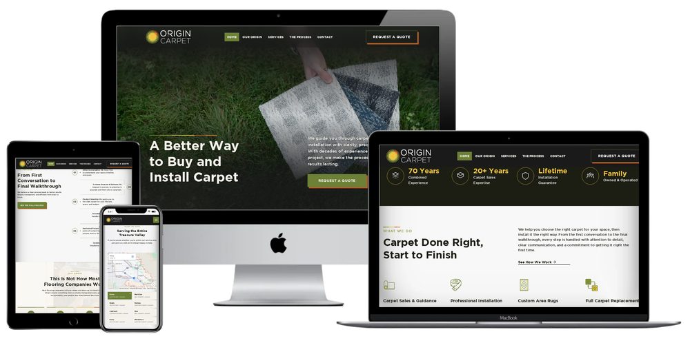 Origin Carpet website built by Lamplighter Web Design