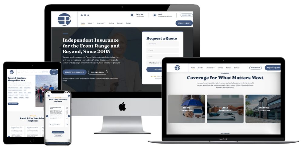 Pikes Peak Insurance Agency website built by Lamplighter Web Design
