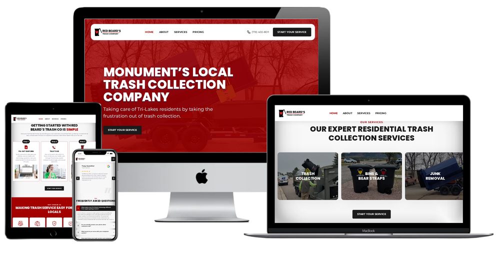 Red Beards Trash Co website built by Lamplighter Web Design