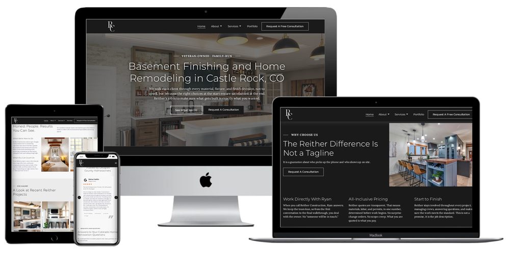 Reither Construction website built by Lamplighter Web Design
