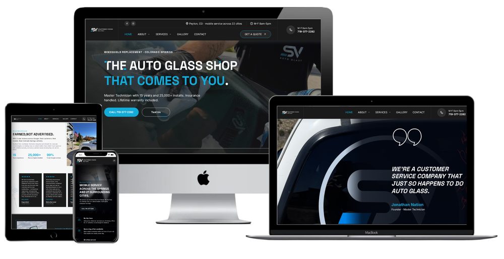 Shattered Vision Auto Glass website built by Lamplighter Web Design