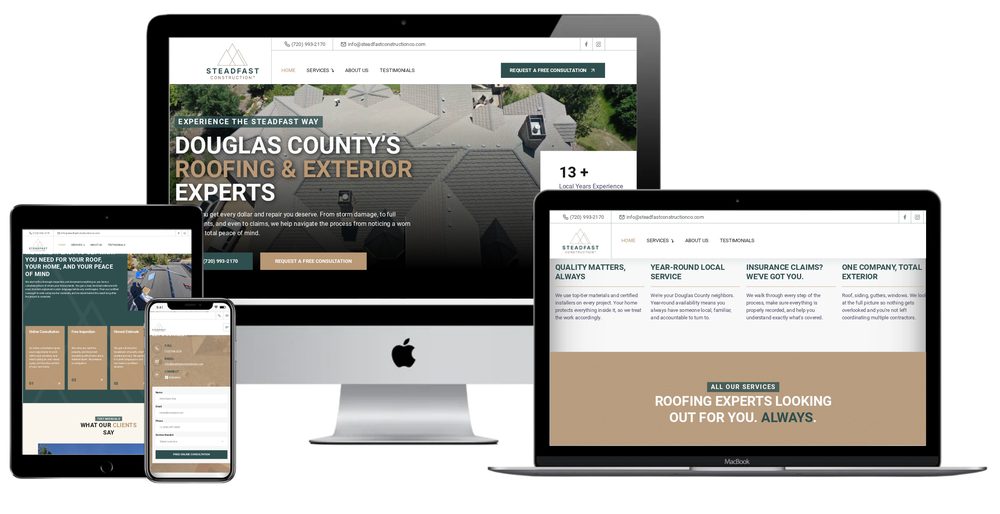 Steadfast Construction website built by Lamplighter Web Design