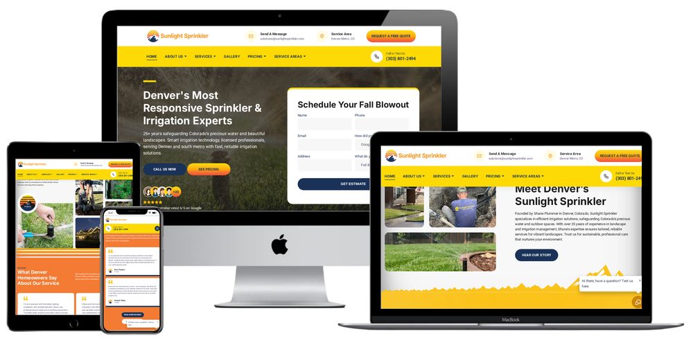 Sunlight Sprinkler website built by Lamplighter Web Design